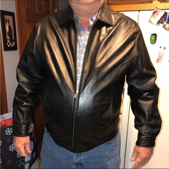 Wilson’s Leather vintage men’s black biker jacket XL - Picture 4 of 8